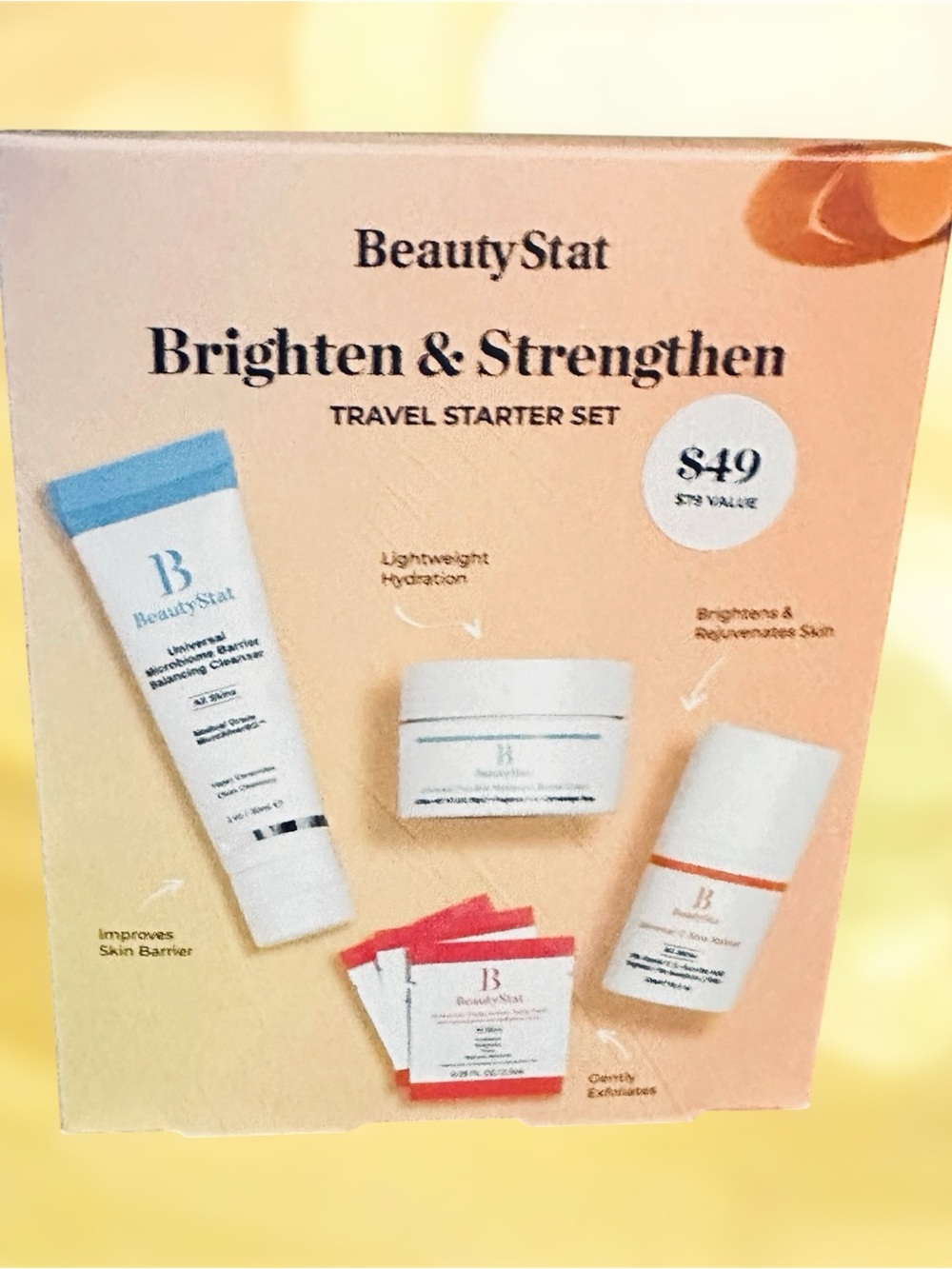 BeautyStat Brighten & Strengthen Set - Peach, Blue, White